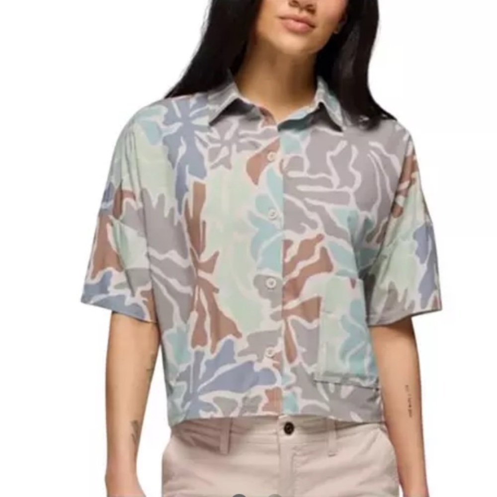 Prana Pastel Multi-Color Short-Sleeve Button Shirt